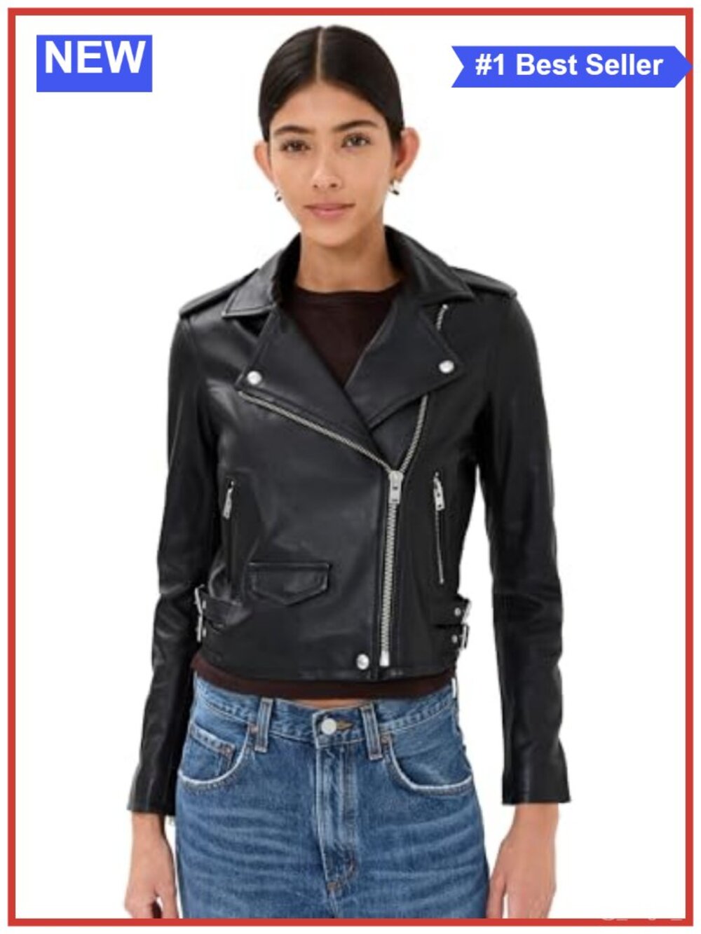 Mid-Weight Luxe Leather Aviator Jacket Zip Hip Pockets Notch Collar
